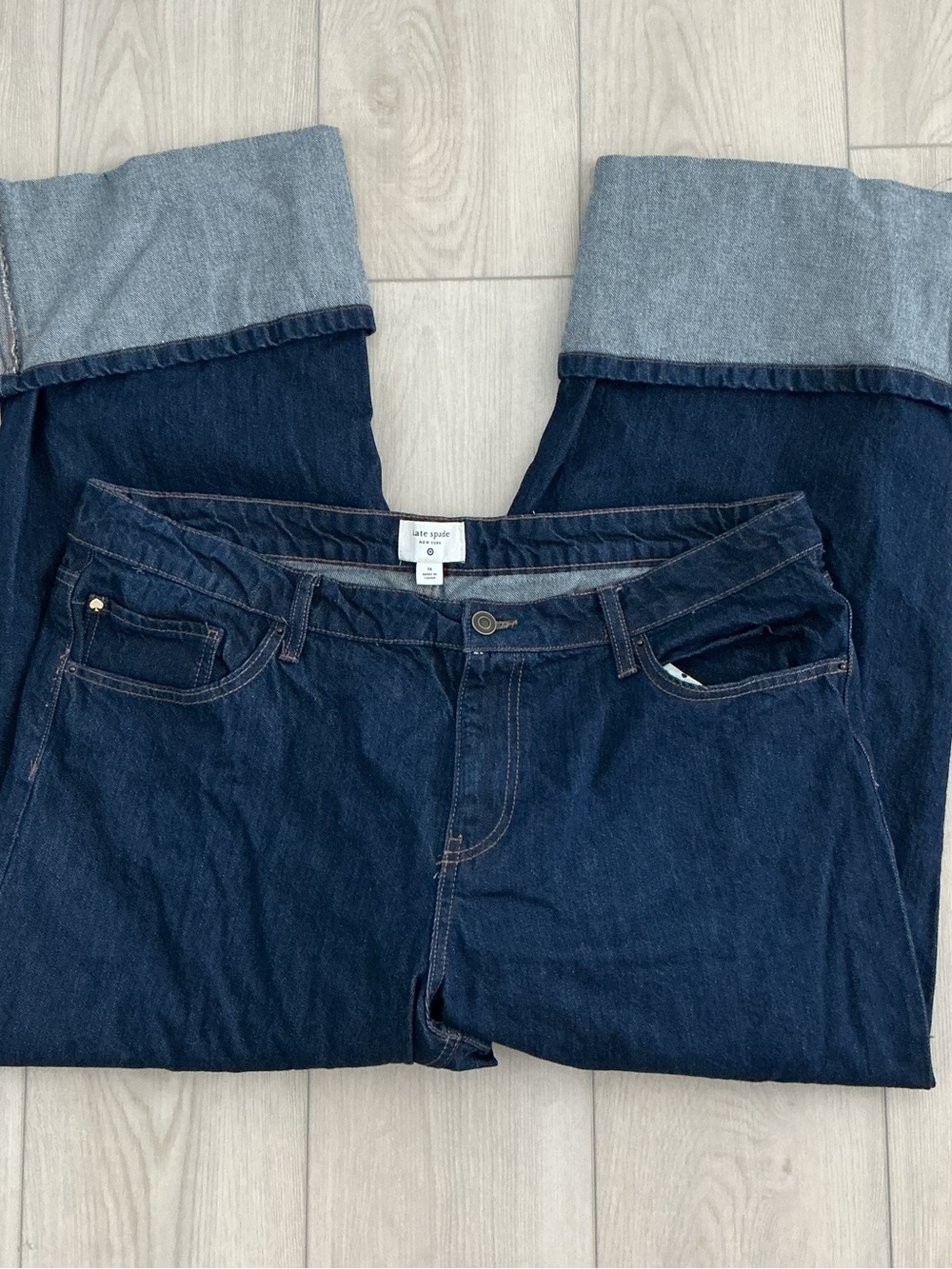 kate spade Dark Blue Denim Jeans with Cuffed Hem